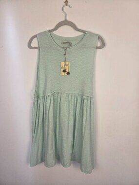 PROPAGANDA Liana Mini Tie/Skater Dress-Mint Green-Size XS/Tiered Babydoll Top